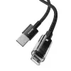 USB laadimiskaabel Baseus Gem P10373003111-00, 1 m, 2,4 A, nailonümbris, Lightning, USB-A, must