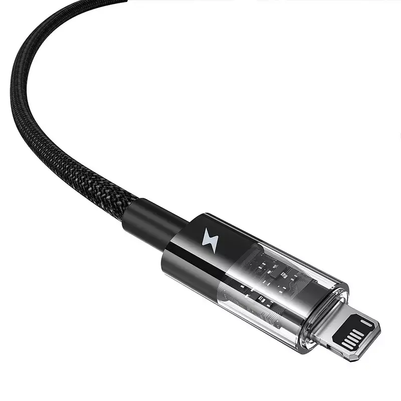 USB laadimiskaabel Baseus Gem P10373003111-00, 1 m, 2,4 A, nailonümbris, Lightning, USB-A, must