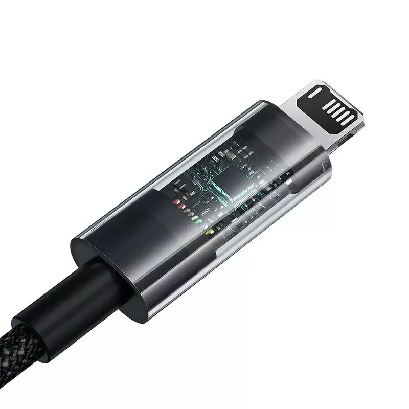 USB laadimiskaabel Baseus Gem P10373003111-00, 1 m, 2,4 A, nailonümbris, Lightning, USB-A, must
