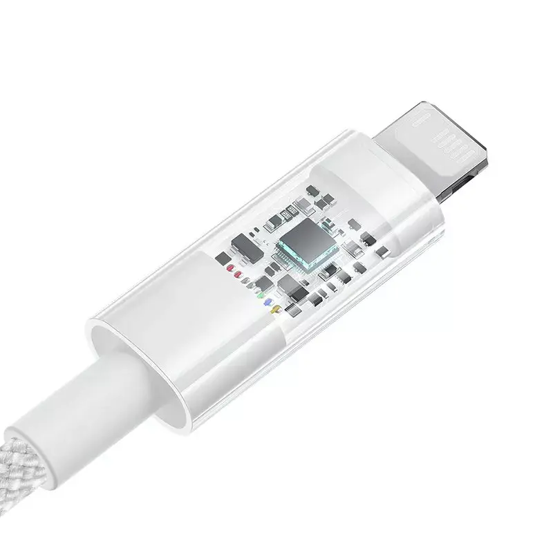 USB laadimiskaabel Baseus Gem P10373003211-00, 1 m, 2,4 A, Lightning/USB-A, valge, nailonümbris