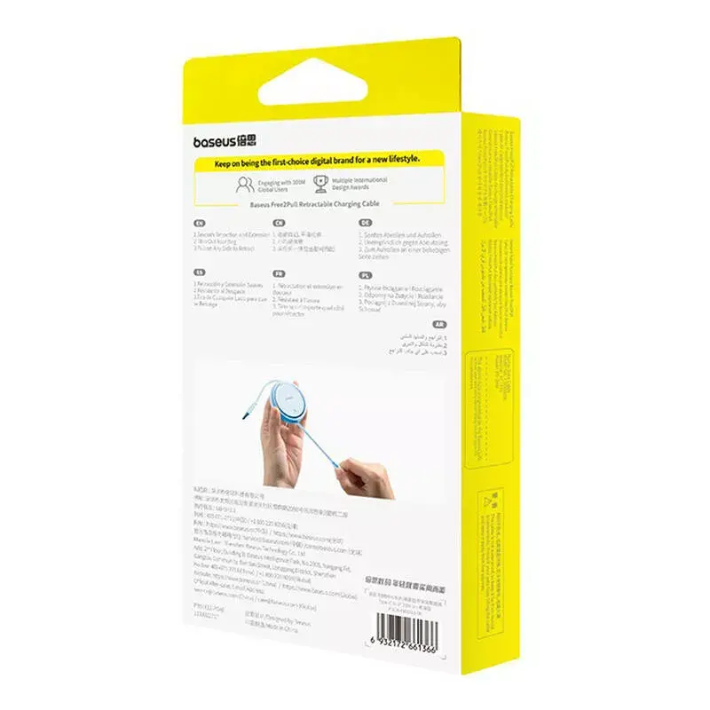 USB-C Lightning-kaabel Baseus Free2Pull 20W, 1 m, sinine, 480 Mbps, USB PD