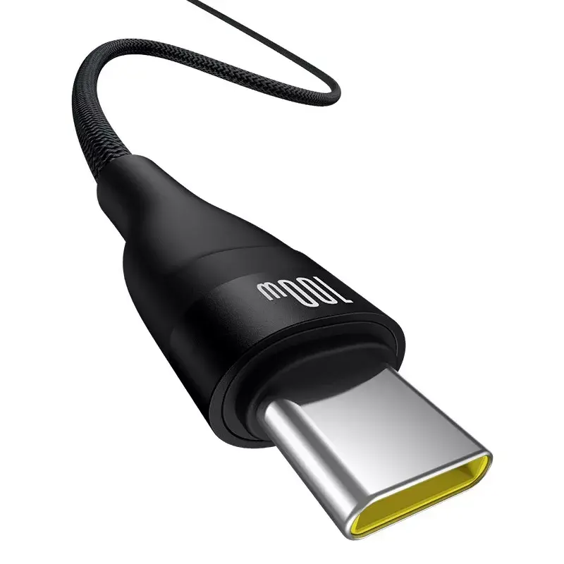 USB A - USB-C kaabel Baseus Flash 2 1 m 100 W must, USB PD, 480 Mbit/s, nailon