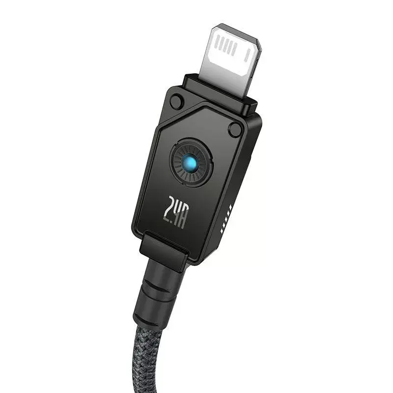 USB-A to Lightning kaabel Baseus P10355802111-00 — 1 m, 5V/2.4A, USB PD, aramiidkiud, must