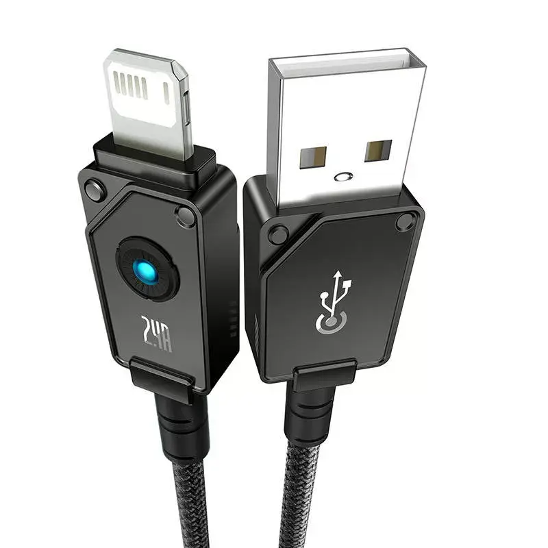 USB-A to Lightning kaabel Baseus P10355802111-00 — 1 m, 5V/2.4A, USB PD, aramiidkiud, must