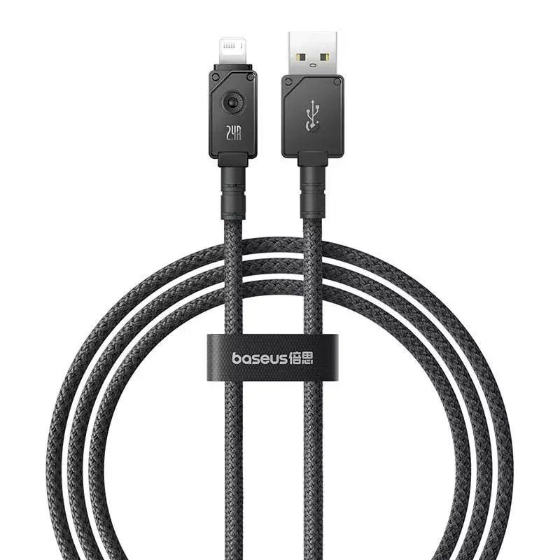 USB-A to Lightning kaabel Baseus P10355802111-00 — 1 m, 5V/2.4A, USB PD, aramiidkiud, must