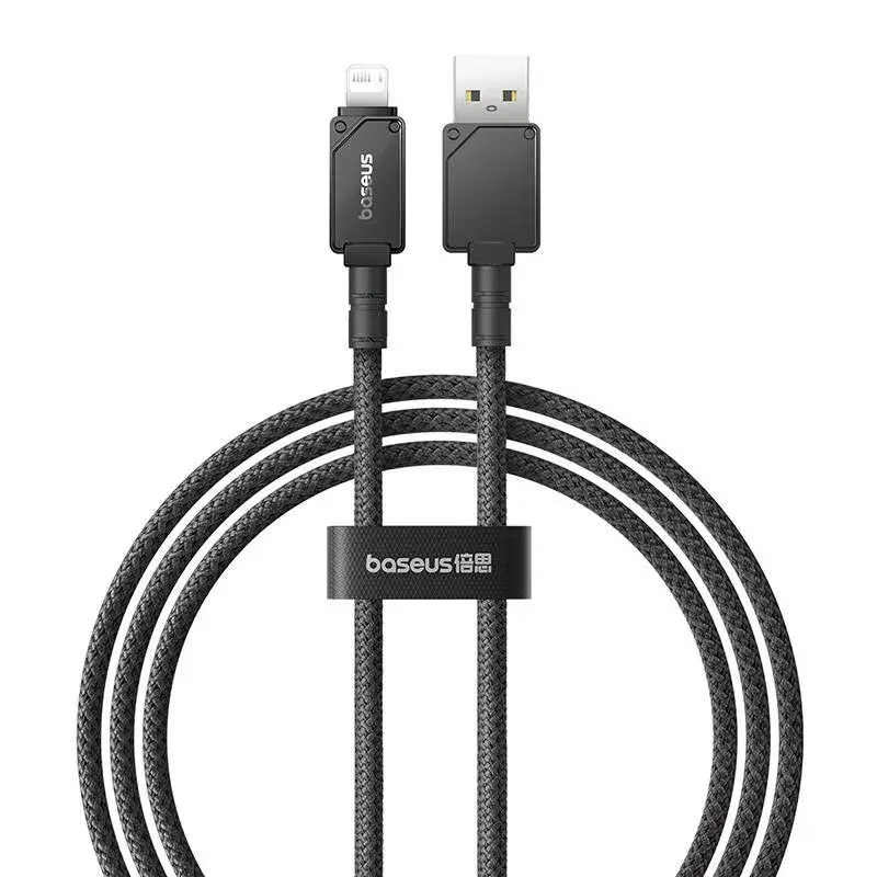 USB-A to Lightning kaabel Baseus P10355802111-00 — 1 m, 5V/2.4A, USB PD, aramiidkiud, must