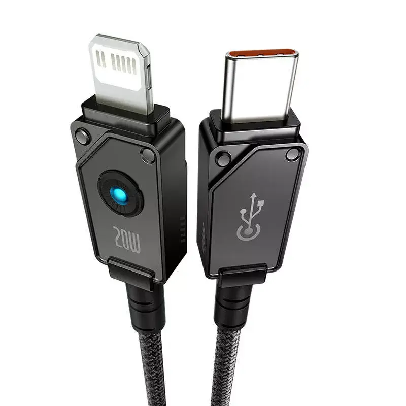 USB-C Lightning-kaabel Baseus Unbreakable 1m 20W — Aramidkiust, 480 Mbit/s, Must