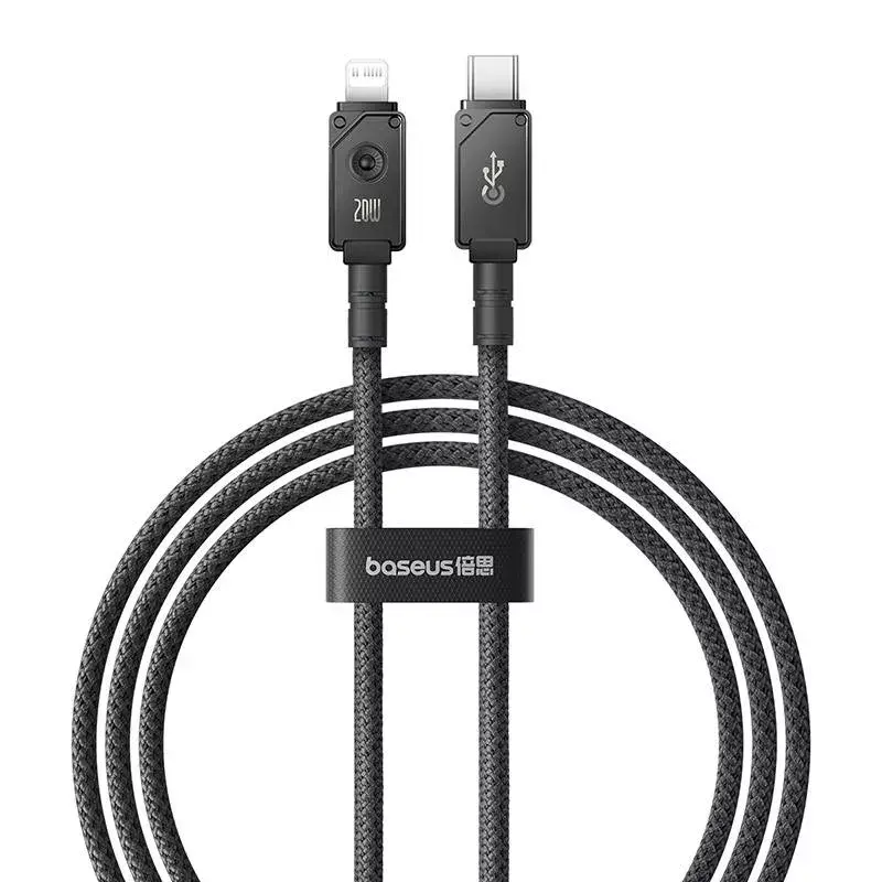 USB-C Lightning-kaabel Baseus Unbreakable 1m 20W — Aramidkiust, 480 Mbit/s, Must