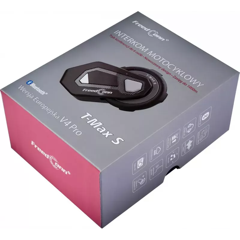 Peakomplekt FreedConn T-MAX S V4 PRO SINGLE — Bluetooth 5.1, intercom kuni 1000 m, FM-raadio, 11 h kõneaega, LiPo 500 mAh