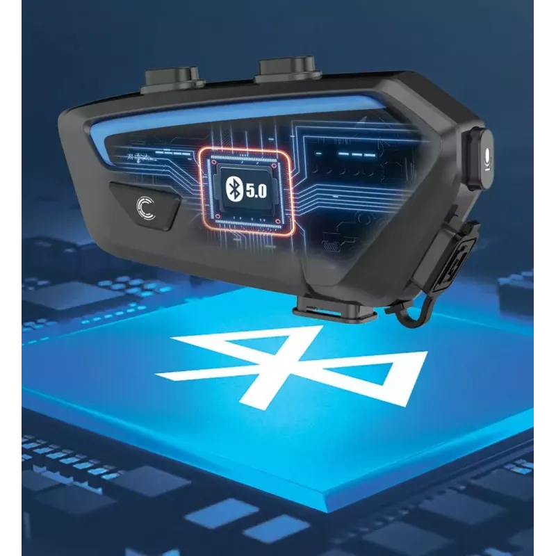 Mootorratta intercom-peakomplekt FreedConn FX Must — Bluetooth 5.0, IP67, ulatus 2000 m, 30 h kõneaega
