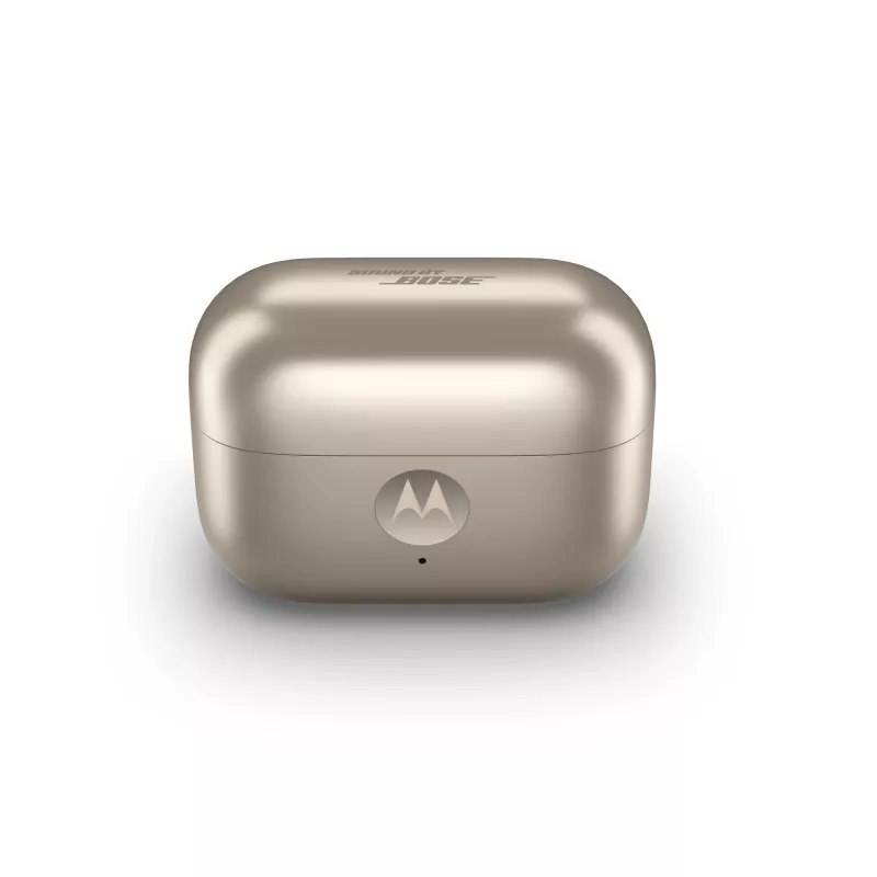Peakomplekt Motorola Moto Buds Loop Bluetooth kõrvaklambriga binauraalne, Dolby Atmos, Bluetooth 5.0, ANC, 8 h taasesitus, laadimisümbris 520 mAh, beež