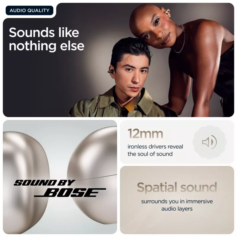 Peakomplekt Motorola Moto Buds Loop Bluetooth kõrvaklambriga binauraalne, Dolby Atmos, Bluetooth 5.0, ANC, 8 h taasesitus, laadimisümbris 520 mAh, beež