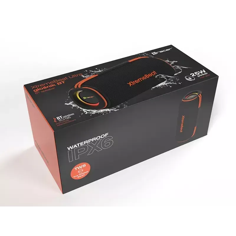 Stereo kaasaskantav kõlar TRACER XtraVox XL TWS BT RGB — 25W RMS, IPX6, Bluetooth 5.3, AUX, USB-A