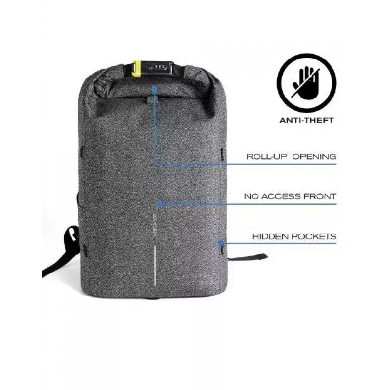 Vaba aja seljakott XDDESIGN Urban hall Fabric — 27 l, veekindel, 15,6-tollise sülearvuti lahtriga, TSA lukk
