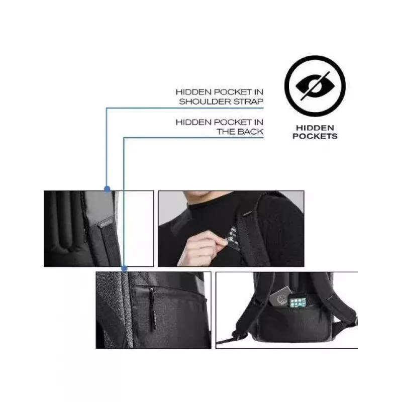 Vaba aja seljakott XDDESIGN Urban hall Fabric — 27 l, veekindel, 15,6-tollise sülearvuti lahtriga, TSA lukk
