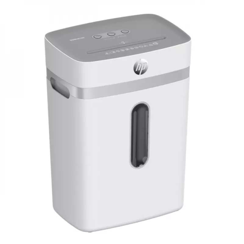 Paberipurustaja HP OneShred 12CC osakeste lõige P-4 12-leheline mahutavus 22 cm laius 23 L korv 4×35 mm 65 dB Valge