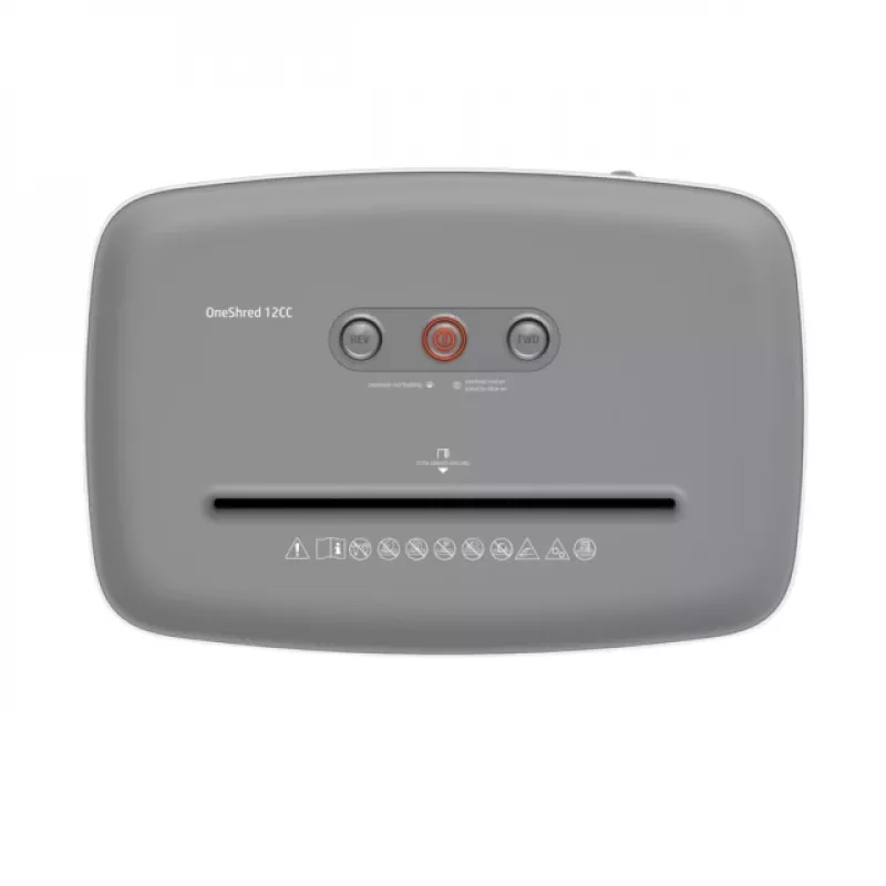 Paberipurustaja HP OneShred 12CC osakeste lõige P-4 12-leheline mahutavus 22 cm laius 23 L korv 4×35 mm 65 dB Valge