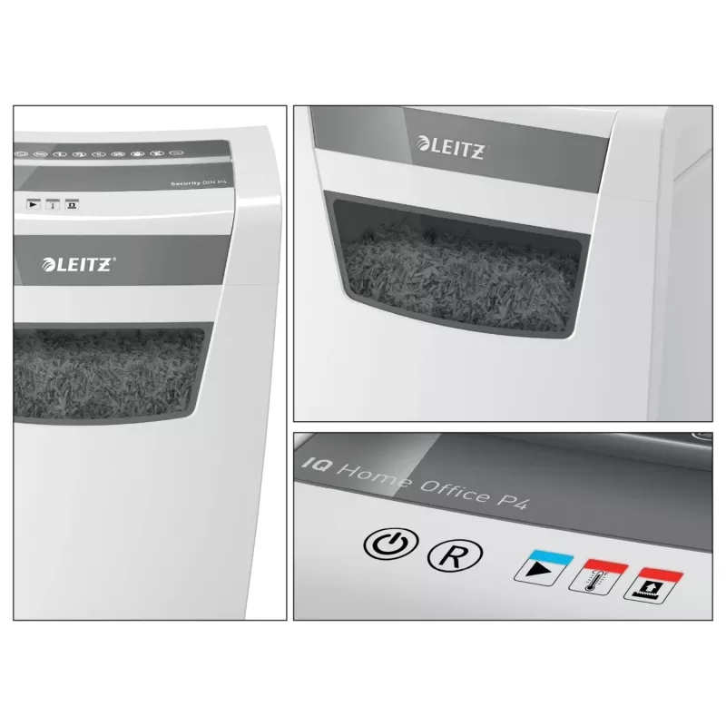 Leitz IQ Home Office paberipurustaja P4, ristlõikusega purustamine, 22 cm, 4 x 28 mm, 23 L, 225 lehte, 58 dB