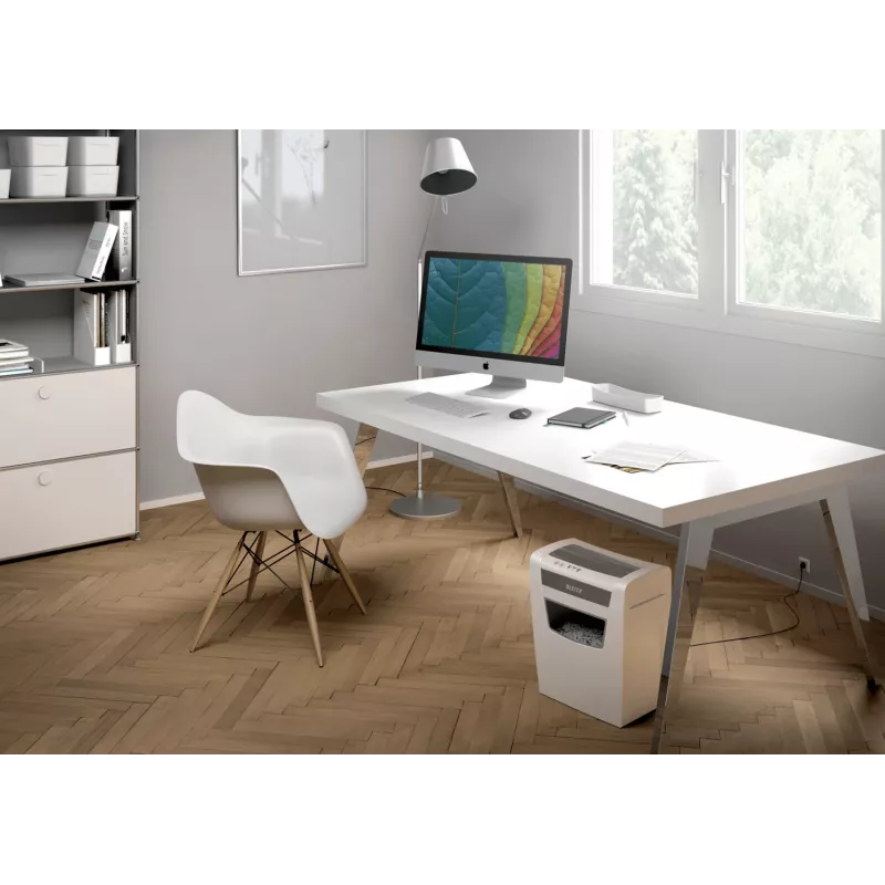 Leitz IQ Home Office paberipurustaja P4, ristlõikusega purustamine, 22 cm, 4 x 28 mm, 23 L, 225 lehte, 58 dB