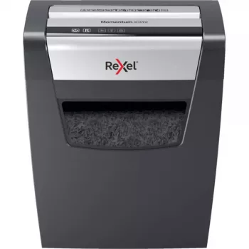 Paberihundi REXEL Momentum X410 — osakeste lõikus P-4, 4 x 28 mm, 10-leheline mahutavus, 23 l korv, ummistusvastane süsteem