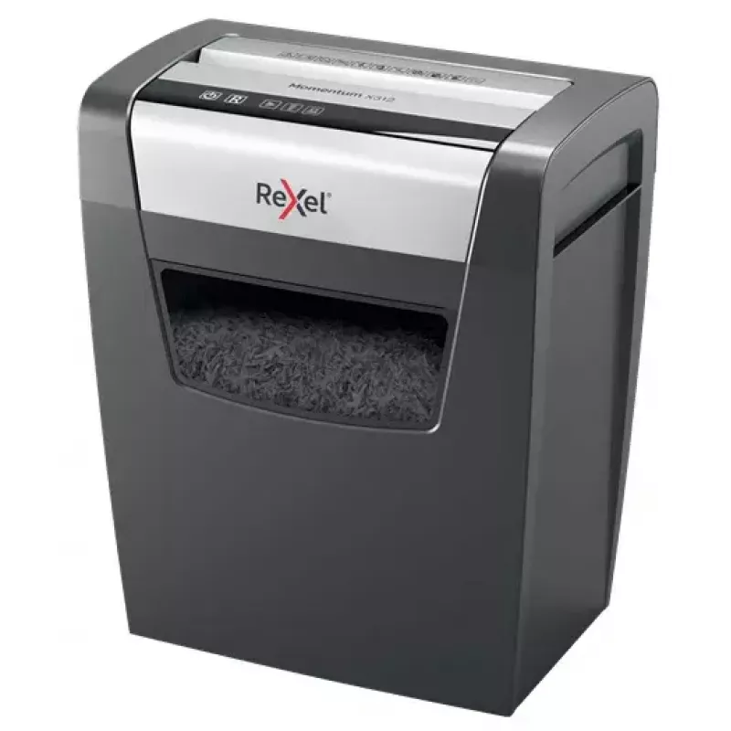 Paberihundi REXEL Momentum X312 — osakeste lõikus P-3, 12 lehte mahutavus, 23 l korv, 5 x 42 mm