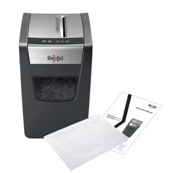 Paberipurustaja REXEL Momentum X312-SL — osaklõige 5 x 42 mm, mahutab 12 lehte, 23 L korv, nuppjuhtimine