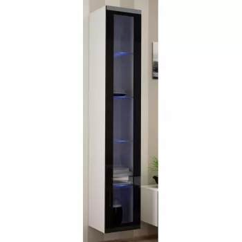Vitriinkapp cama meble VIGO 180 seinale kinnitatav klaasvitriin 1800×400×300 mm valge/must läige