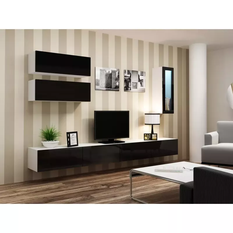 Vitriinkapp cama meble VIGO 90 — seinale paigaldatav klaaskapp 90×350×320 mm valge/must läige