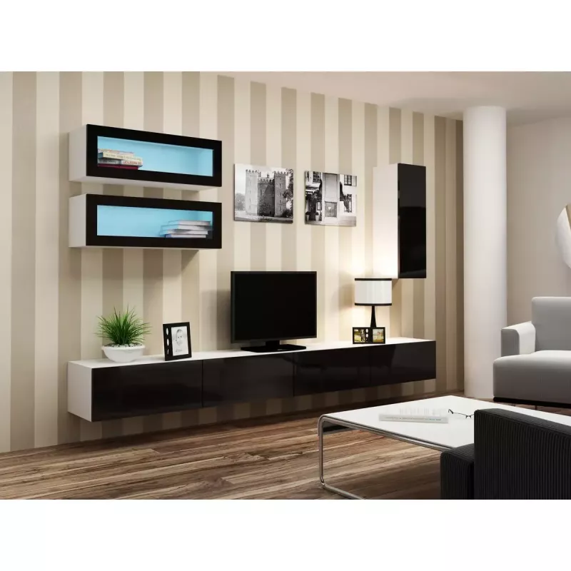 Vitriinkapp cama meble VIGO 90 — seinale paigaldatav klaaskapp 90×350×320 mm valge/must läige