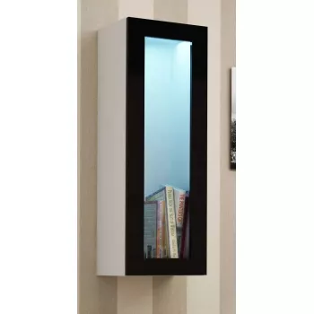 Vitriinkapp cama meble VIGO 90 — seinale paigaldatav klaaskapp 90×350×320 mm valge/must läige