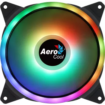 Aerocool DUO14 PC ventilaator 14cm ARGB LED kahekordne rõngas vibratsioonivastane 6 kontaktiga must