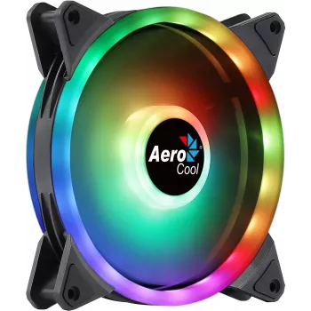 Aerocool DUO14 PC ventilaator 14cm ARGB LED kahekordne rõngas vibratsioonivastane 6 kontaktiga must
