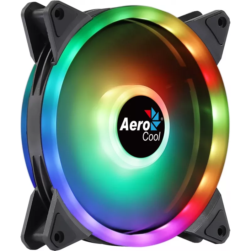 Aerocool DUO14 PC ventilaator 14cm ARGB LED kahekordne rõngas vibratsioonivastane 6 kontaktiga must