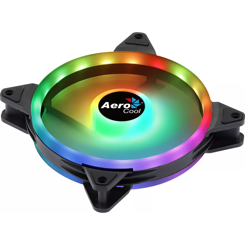 Aerocool DUO14 PC ventilaator 14cm ARGB LED kahekordne rõngas vibratsioonivastane 6 kontaktiga must