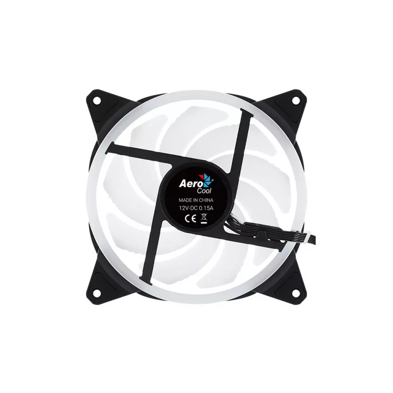 Aerocool DUO14 PC ventilaator 14cm ARGB LED kahekordne rõngas vibratsioonivastane 6 kontaktiga must
