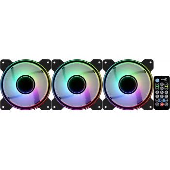 Aerocool MIRAGE12PRO Komplekt 3x Ventilaator PC 12cm ARGB 6 Pin Hub Vaikne Must
