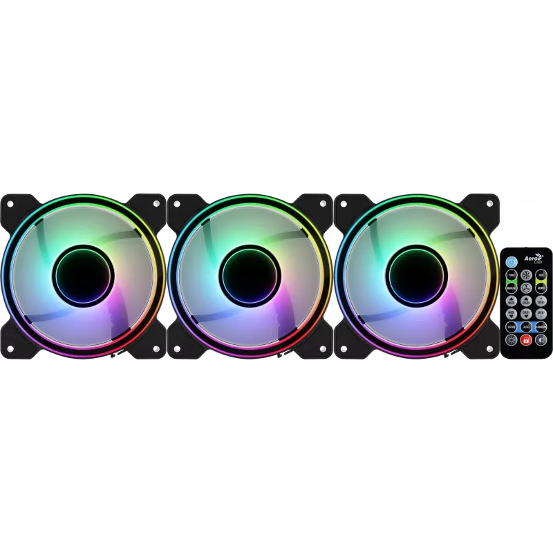 Aerocool MIRAGE12PRO Komplekt 3x Ventilaator PC 12cm ARGB 6 Pin Hub Vaikne Must