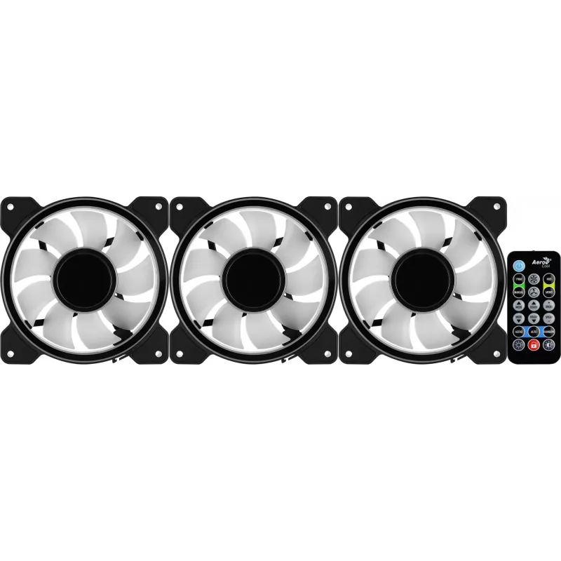 Aerocool MIRAGE12PRO Komplekt 3x Ventilaator PC 12cm ARGB 6 Pin Hub Vaikne Must