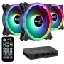 Aerocool DUO12PRO komplekt 3x ventilaator 12 cm ARGB LED kahekordne rõngas vibratsioonivastane 6 kontaktiga, must