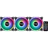 Aerocool DUO12PRO komplekt 3x ventilaator 12 cm ARGB LED kahekordne rõngas vibratsioonivastane 6 kontaktiga, must