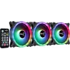 Aerocool DUO12PRO komplekt 3x ventilaator 12 cm ARGB LED kahekordne rõngas vibratsioonivastane 6 kontaktiga, must