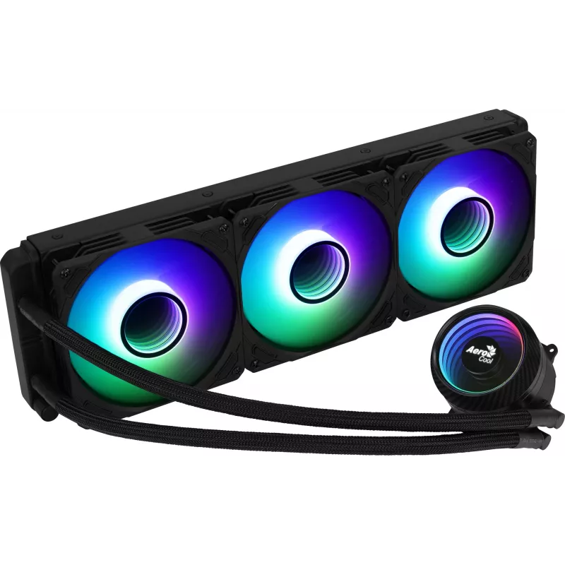 Aerocool MIRAGEL360 vedelikjahutusega protsessori jahuti 3x12cm ARGB ventilaator TDP 550W must