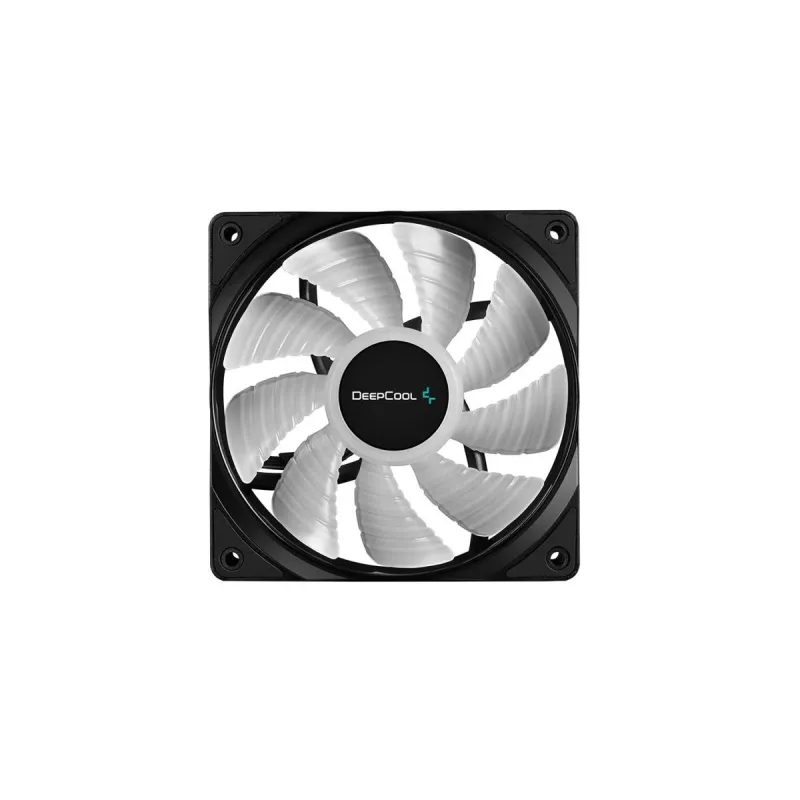 120 mm korpuse ventilaator DeepCool RF120 — valge/must, 120×25 mm, 4 kontaktiga PWM, RGB LED, hüdrodünaamiline laager
