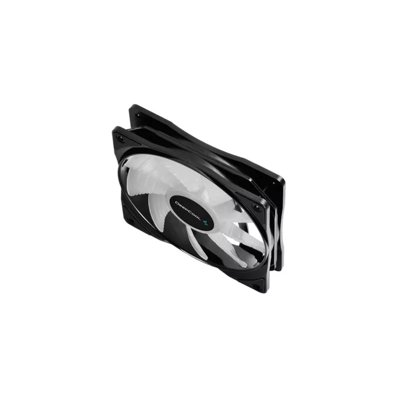 120 mm korpuse ventilaator DeepCool RF120 — valge/must, 120×25 mm, 4 kontaktiga PWM, RGB LED, hüdrodünaamiline laager
