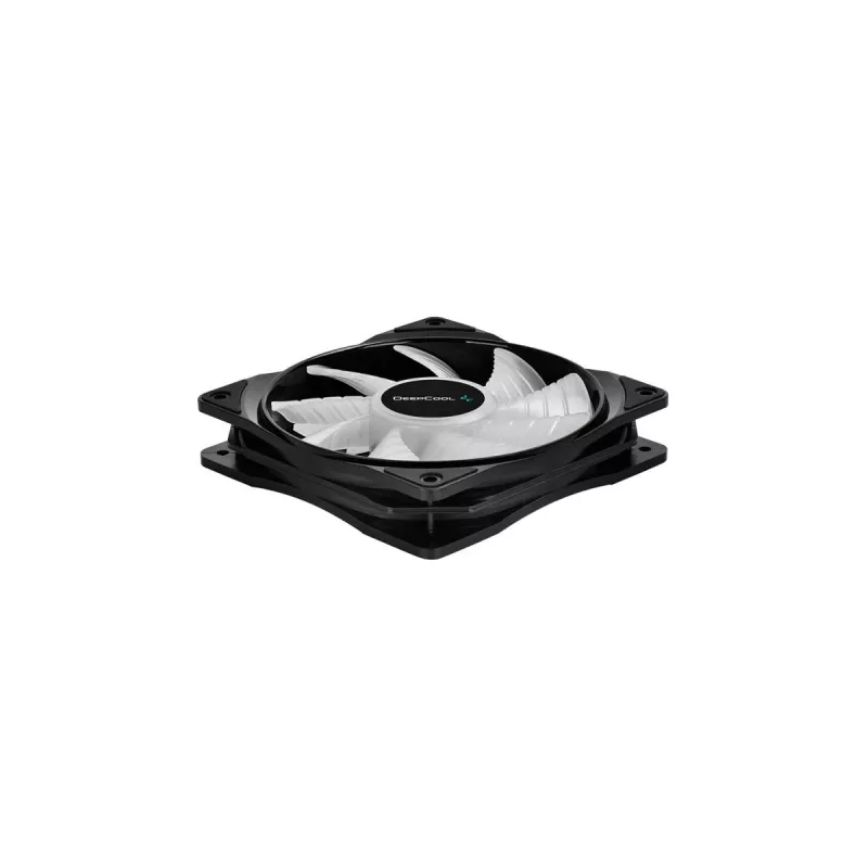 120 mm korpuse ventilaator DeepCool RF120 — valge/must, 120×25 mm, 4 kontaktiga PWM, RGB LED, hüdrodünaamiline laager