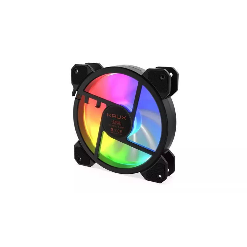 Korpuse ventilaator KRUX KRX0067 120mm ARGB LUNAR 120, 1200 p/min, hüdrauliline laager, 12 V, 5 V LED, 3-kontaktiline pistik, vibratsioonivastane