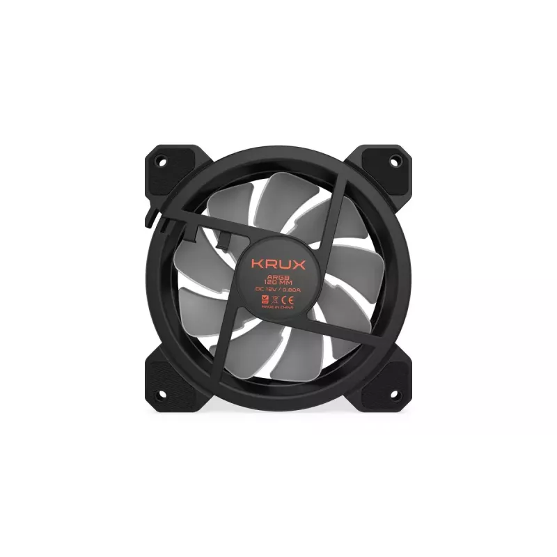 Korpuse ventilaator KRUX KRX0067 120mm ARGB LUNAR 120, 1200 p/min, hüdrauliline laager, 12 V, 5 V LED, 3-kontaktiline pistik, vibratsioonivastane