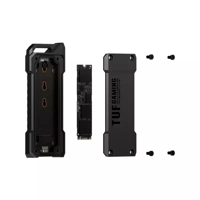 SSD enclosure ASUS ESD-T1A/BLK/G/AS — M.2 (SATA/PCIe) single-bay, USB-C 3.2 Gen2, 10 Gbit/s, Must, key lock