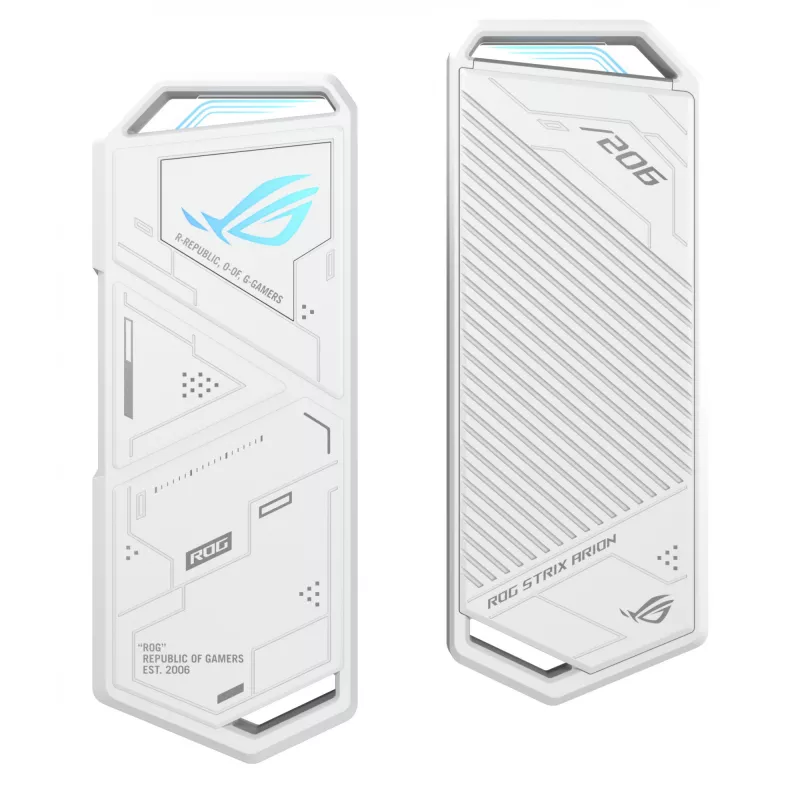 SSD-korpus ASUS ROG Strix Arion Valge Edition — M.2 PCIe, USB USB-C 10 Gbit/s, ühe kettaga