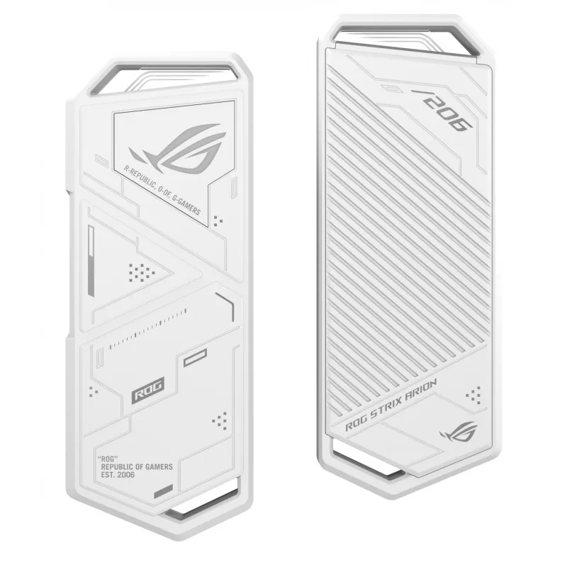 SSD-korpus ASUS ROG Strix Arion Valge Edition — M.2 PCIe, USB USB-C 10 Gbit/s, ühe kettaga